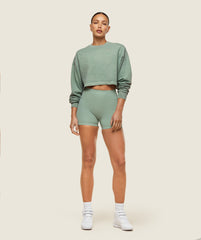 everywear Cropped Long Sleeve Tee - Dollar Green