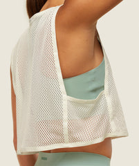 everywear Cropped Mesh Tank - Soft White