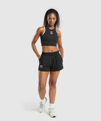Care Label Graphic Cropped Tank - Black