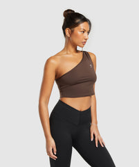Everyday One Shoulder Ruched Tank - Archive Brown