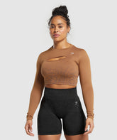 Adapt Pattern Seamless Faded Long Sleeve Top - Soft Brown/Bronze Brown