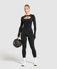 Apex Contrast Long Sleeve Top - Black/Brushed Grey