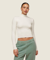 everywear Long Sleeve Ribbed Turtle Neck - Soft White