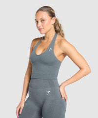 Vital Halter Neck Tank With Shelf - Strong Grey Marl