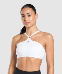 Halter Neck Sports Bra - White
