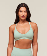 Cotton Racerback Sports Bra - Morning Blue