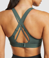 Strappy Back Medium Support Sports Bra - Slate Teal