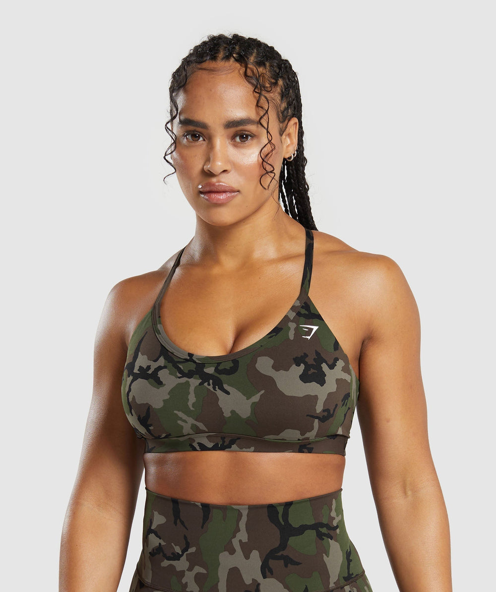 Legacy Printed Sports Bra - Archive Brown