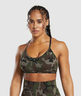 Legacy Printed Sports Bra - Archive Brown