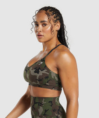 Legacy Printed Sports Bra - Archive Brown