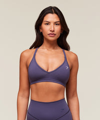 Cotton Racerback Sports Bra - Weighted Purple