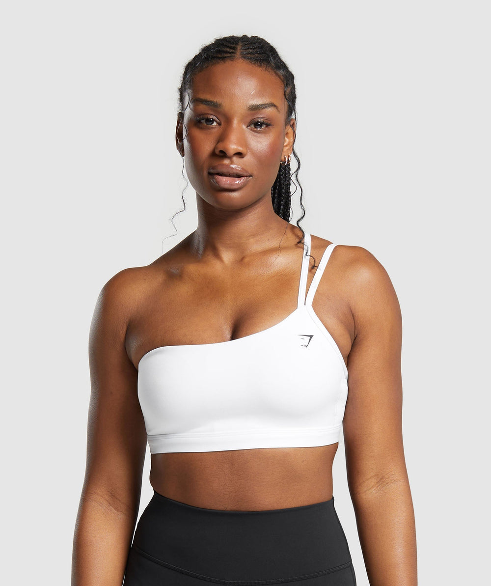 One Shoulder Sports Bra - White