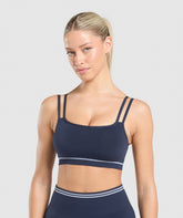 Contrast Seamless Sports Bra - Heavy Blue