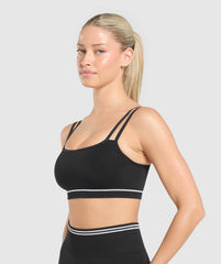 Contrast Seamless Sports Bra - Black