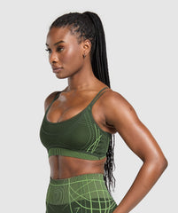 Apex Seamless Strappy Sports Bra - Trail Green/Energy Gelato Green