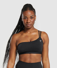 One Shoulder Sports Bra - Black