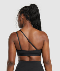 One Shoulder Sports Bra - Black