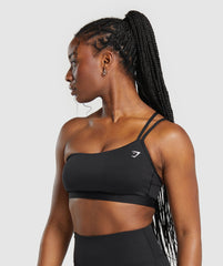 One Shoulder Sports Bra - Black