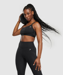 One Shoulder Sports Bra - Black