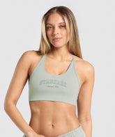 Campus Classics Graphic Sports Bra - Stone Grey