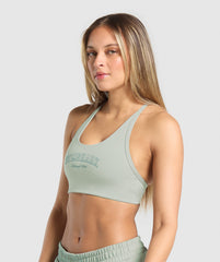 Campus Classics Graphic Sports Bra - Stone Grey