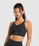Longline Crossback Sports Bra - Black