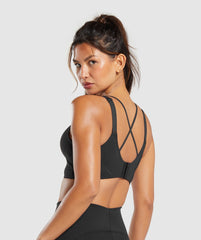 Longline Crossback Sports Bra - Black