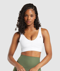 Ribbed Sports Bra - White