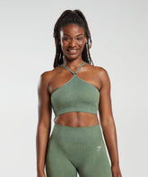 Adapt Fleck Seamless Halterneck Bralette - Dusk Green/Light Sage Green