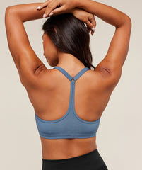 Cotton Racerback Sports Bra - Worn Blue