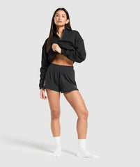 Your Plate or Mine Cotton Shorts - Black