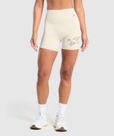 Elevate Tattoo Graphic Shorts - Cream Beige
