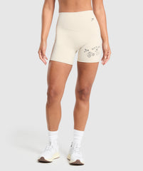 Elevate Tattoo Graphic Shorts - Cream Beige