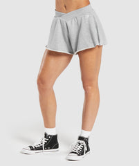 Lifting Crossover Cotton Shorts - Light Grey Marl