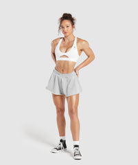 Lifting Crossover Cotton Shorts - Light Grey Marl
