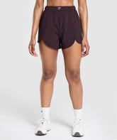 Scallop Hem Shaped Shorts - Plum Brown