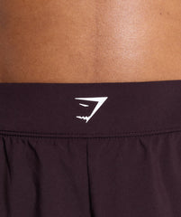 Scallop Hem Shaped Shorts - Plum Brown