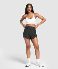 Scallop Hem Shaped Shorts - Black