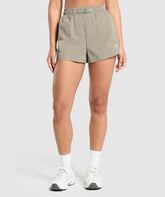 Buckle Waisted Shorts - Linen Brown