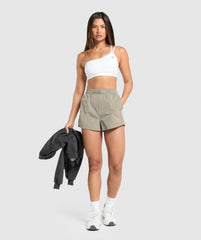 Buckle Waisted Shorts - Linen Brown