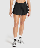 Lifting Crossover Cotton Shorts - Black