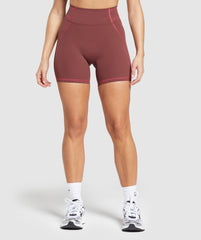 Stitch Feature Shorts - Burgundy Brown