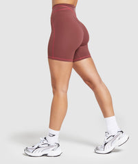 Stitch Feature Shorts - Burgundy Brown