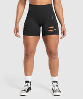 Gains Seamless Distressed Shorts - Black