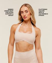 Adapt Fleck x Whitney Halterneck Sports Bra - Coconut White