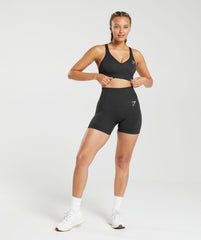 Vital V Neck Sports Bra - Black Marl