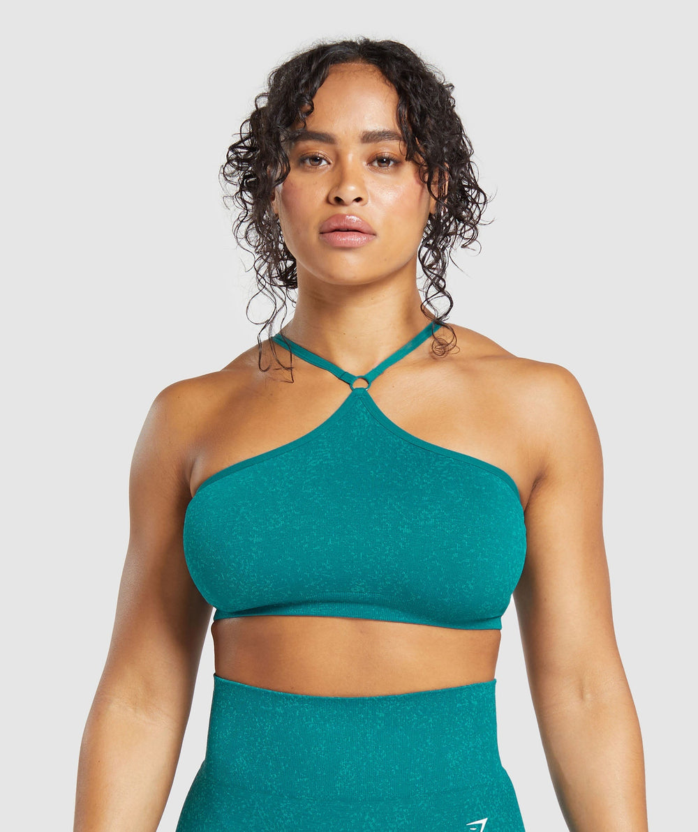 Adapt Fleck Seamless Halterneck Bralette - Ocean Teal/Artificial Teal