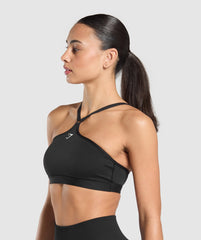 Halter Neck Sports Bra - Black