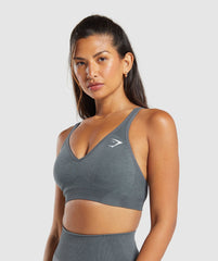 Vital V Neck Sports Bra - Strong Grey Marl