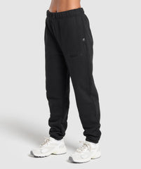 Embroidered Logo Oversized Joggers - Black